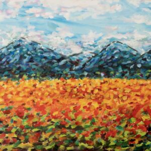 Painting with mountains