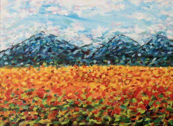 Painting with mountains