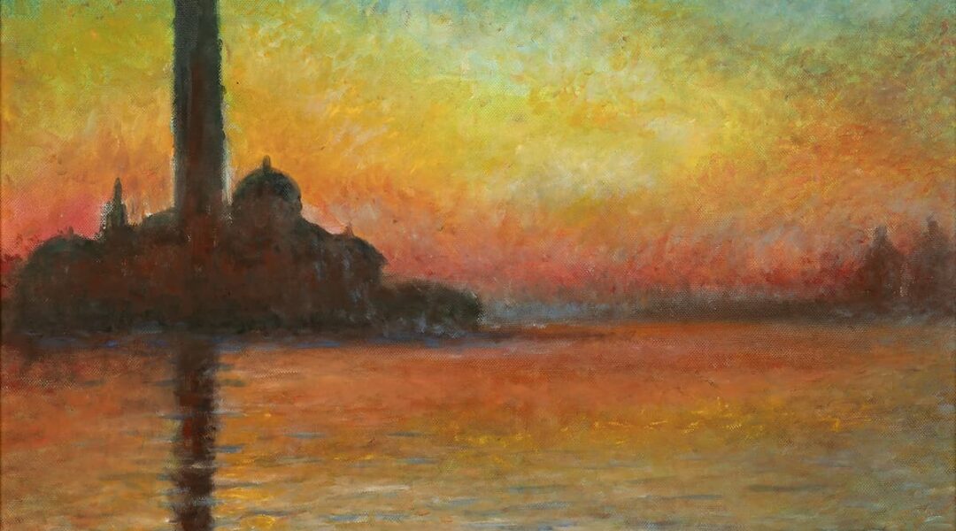 Portfolio painting - Thomas Crown affair. Blurred evening sea view.